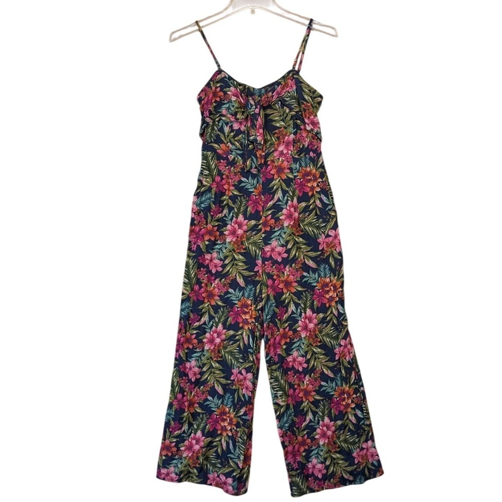 American Eagle Floral Wide Leg Jumpsuit  Tropical‎ Resortwear Tie Front Medium